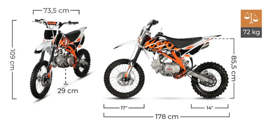 Wymiary KAYO 125 TT